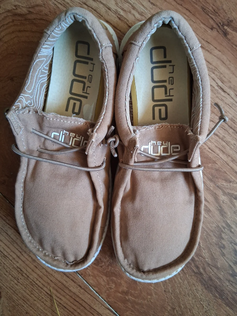 Hey Dude Kids Tan Canvas Slip-On Moccasins